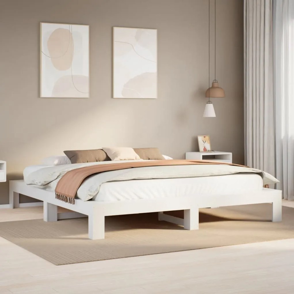 vidaXL Cama sem colchão 180x200 cm madeira de pinho maciça branco
