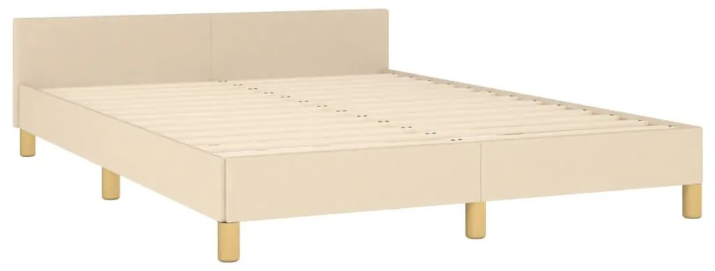 Estrutura de cama c/ cabeceira 140x200 cm tecido cor creme