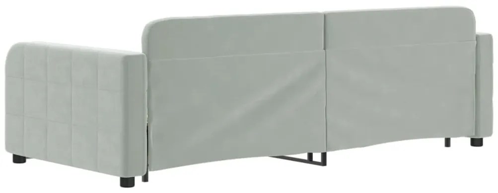 Sofá-cama c/ gavetão e gavetas 90x200 cm veludo cinzento-claro