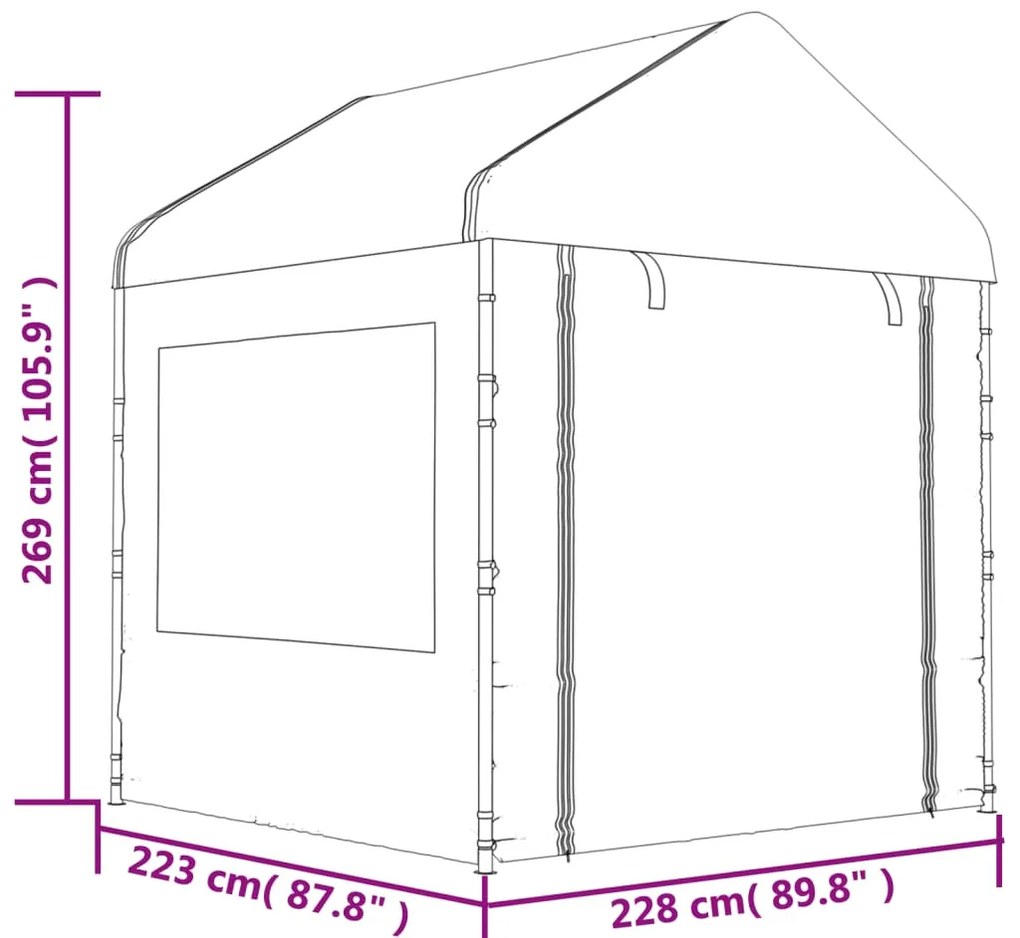 Gazebo com telhado 17,84x2,28x2,69 m polietileno branco