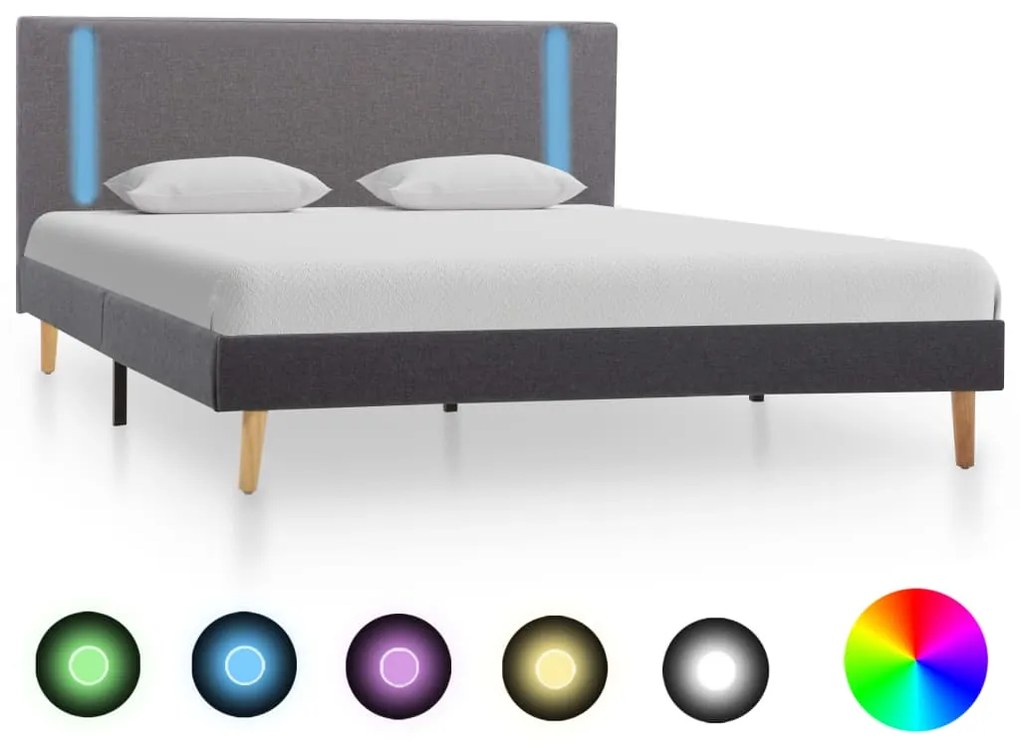 286784 vidaXL Estrutura cama c/ LED 140x200 cm tecido cinzento claro/escuro