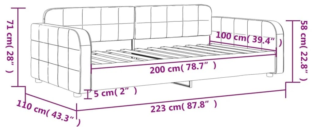 Sofá-cama 100x200 cm veludo cinzento-claro