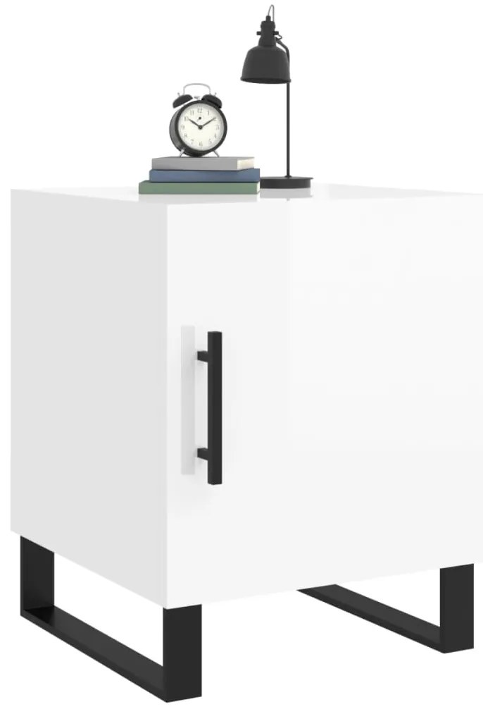 Mesa cabeceira 2pcs 40x40x50cm deriv. madeira branco brilhante