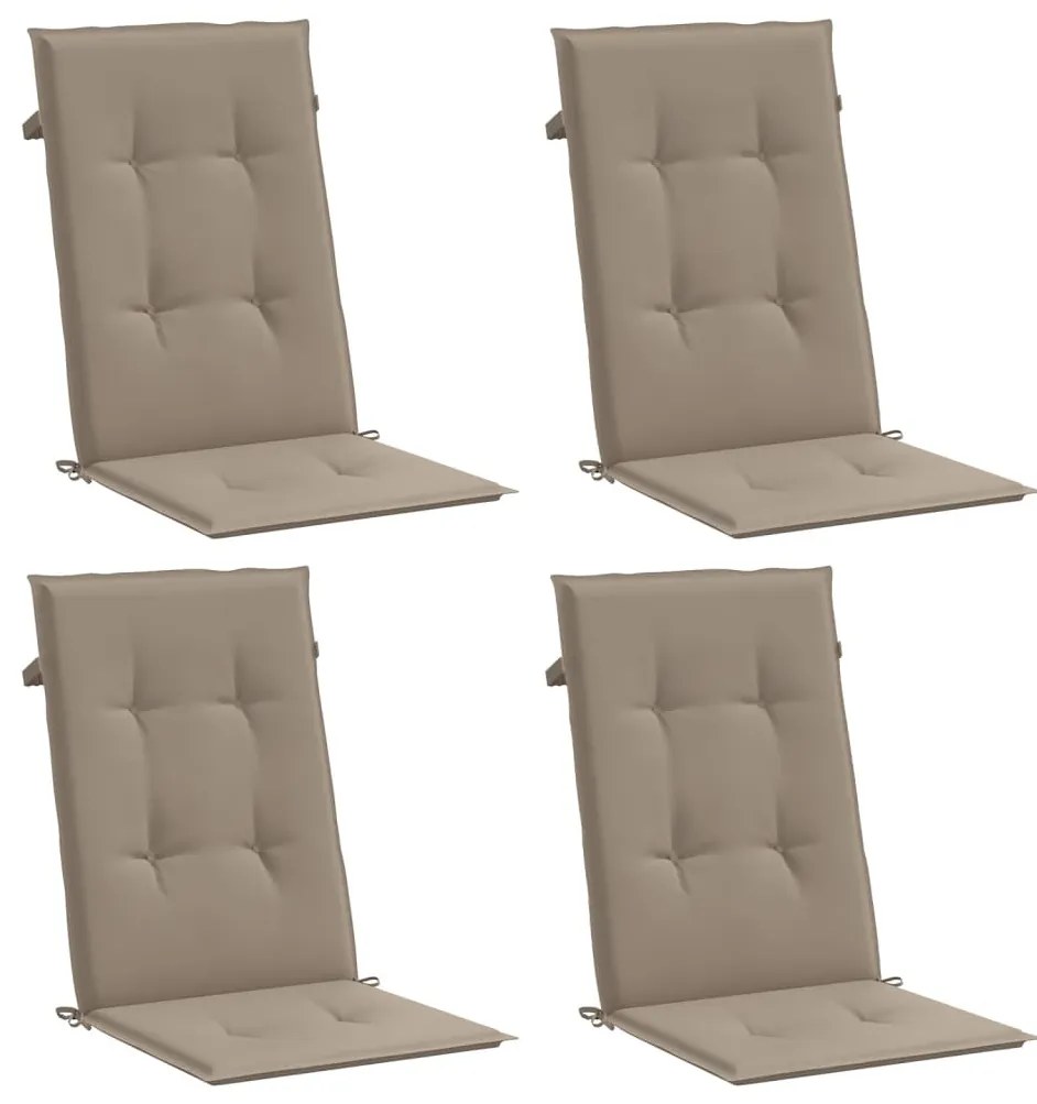 Almofadões cadeiras altas jardim 4 pcs tecido cinza-acastanhado