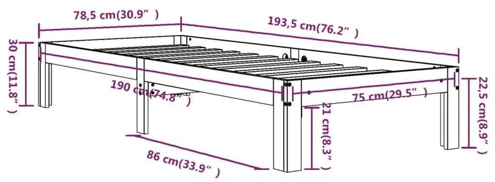 Estrutura de cama pequena solteiro 75x190 cm madeira maciça