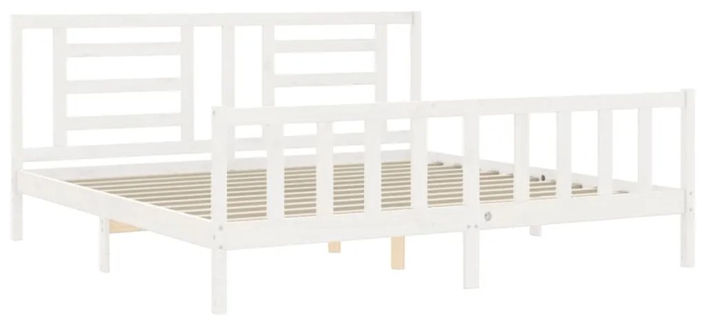 Estrutura cama Super King Size c/ cabeceira madeira branco