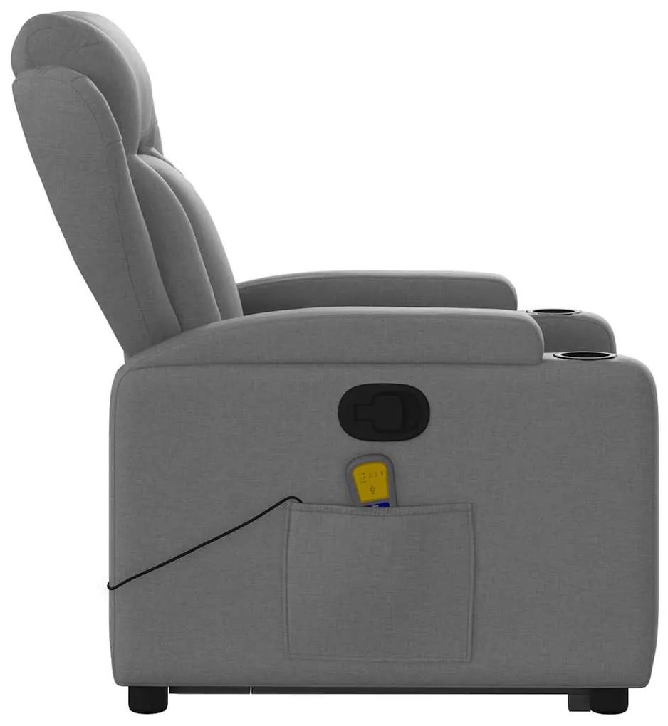 Poltrona elevatória de massagens tecido cinzento-escuro