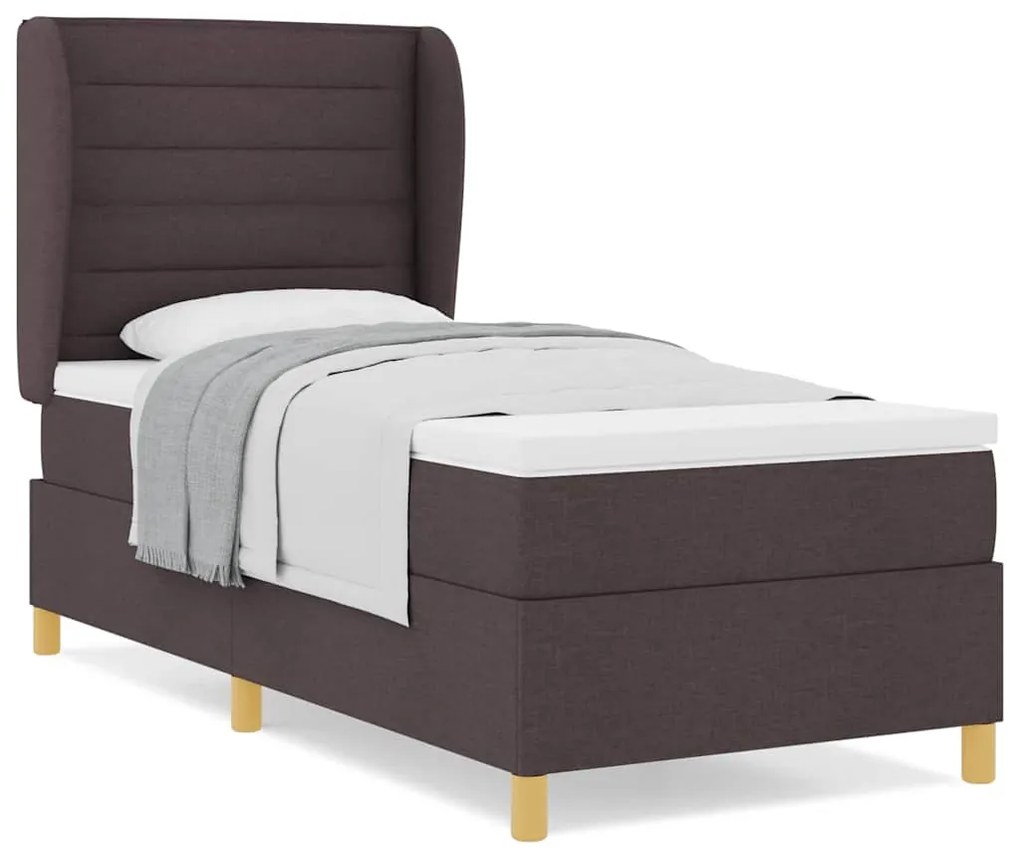 Cama Box Spring com Colchão vidaXL Castanho Escuro 80x200 cm em Tecido