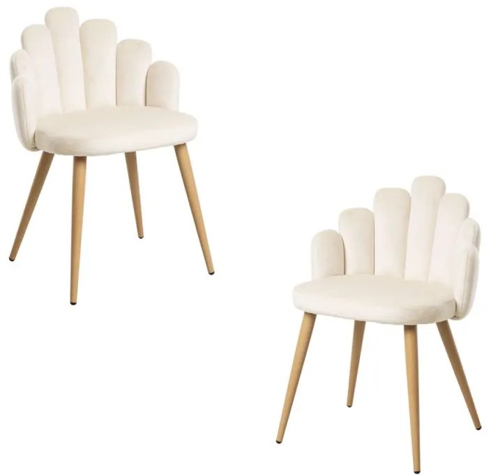 Pack 2 Cadeiras Hand Veludo - Beige