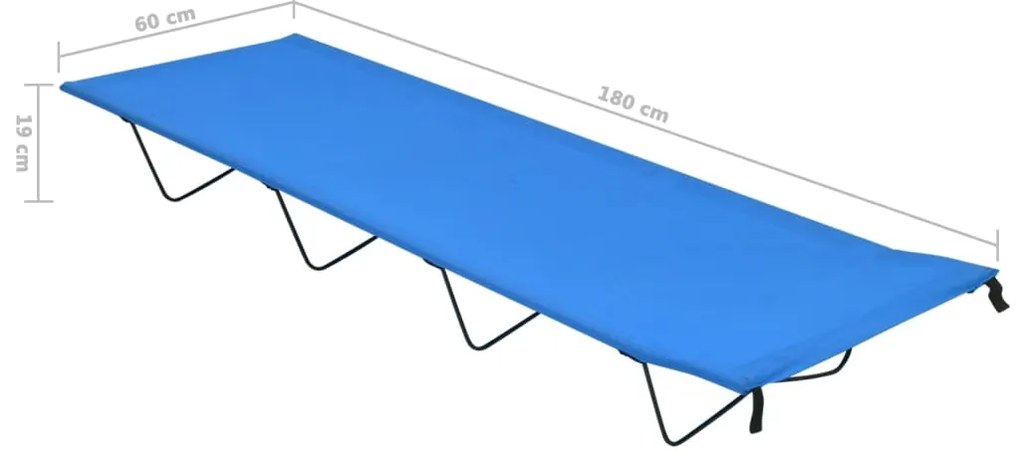Cama de campismo 180x60x19 cm tecido oxford e aço azul