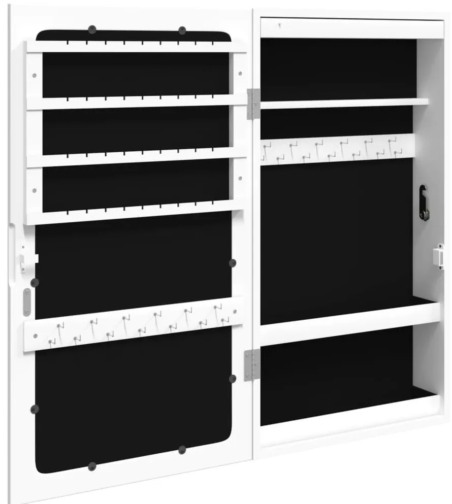 Móvel para joias de parede espelhado com luzes LED branco
