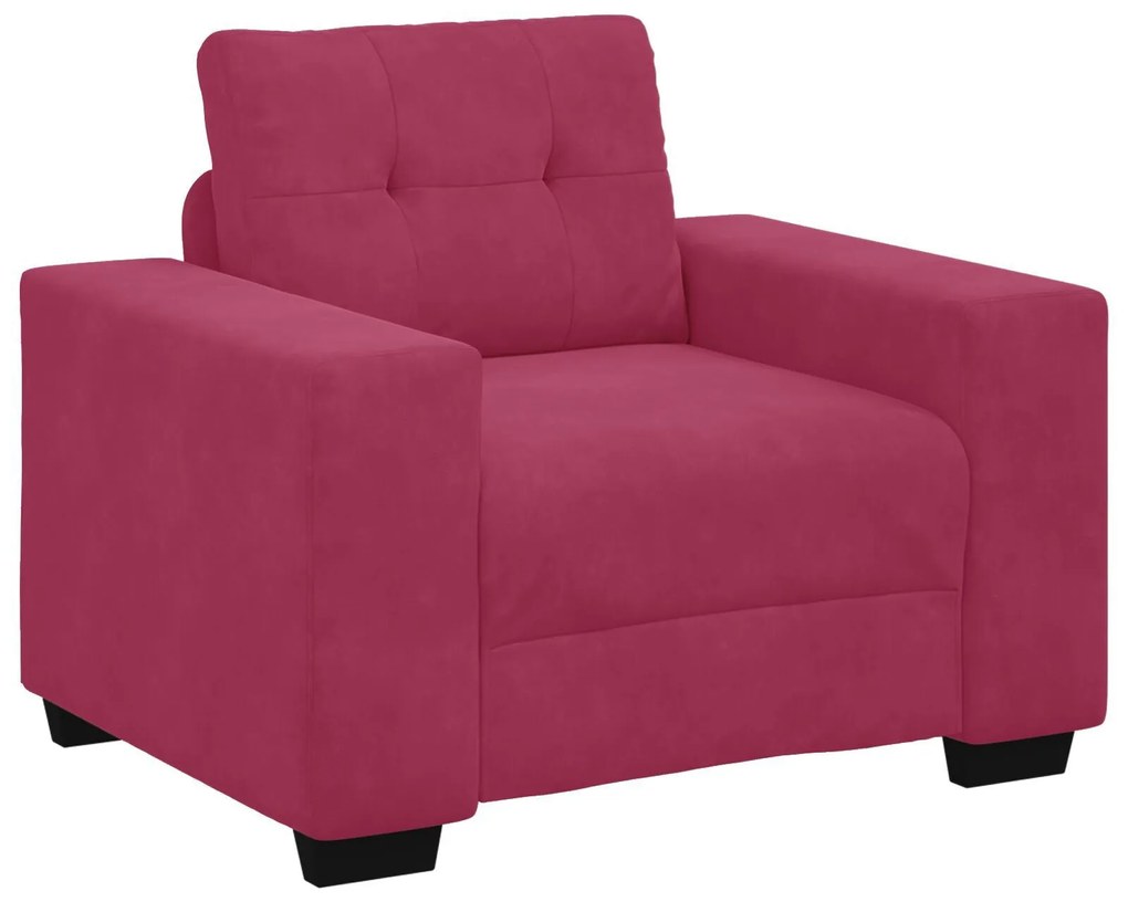 Conjunto de Sofá 3 Peças com Almofadas Vermelho Vinho em Veludo