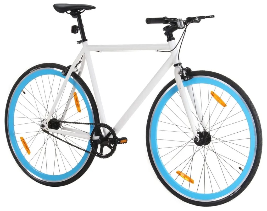 Bicicleta de mudanças fixas 700c 59 cm branco e azul