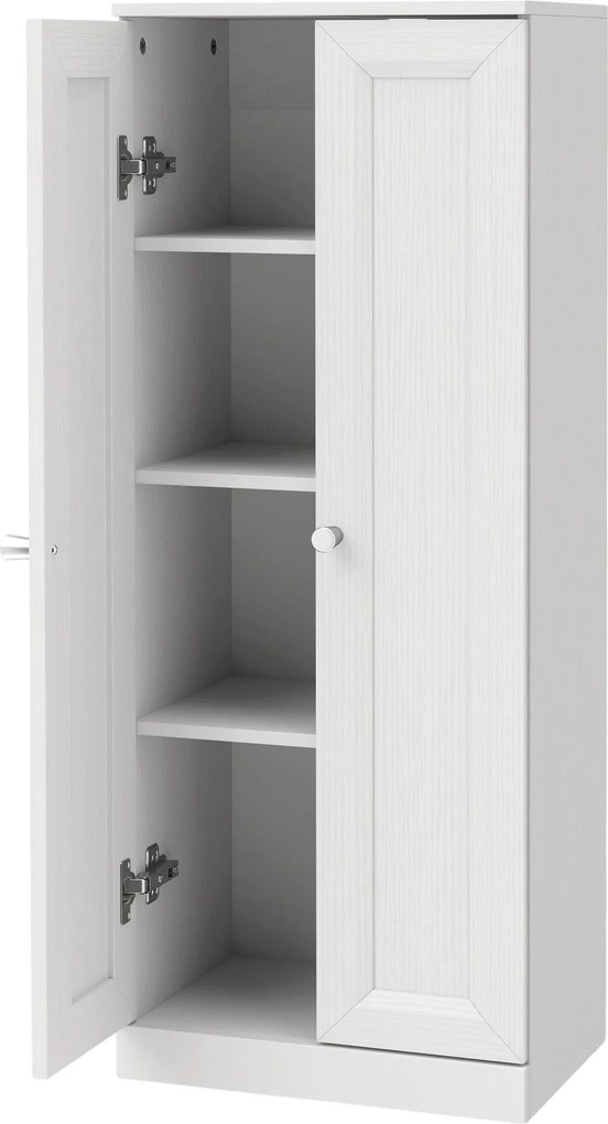 HOMCOM Móvel de Casa de Banho Estreito, Móvel de Armazenamento de Pé com 2 Portas e 3 Prateleiras, para Sala, Quarto, Branco | Aosom Portugal