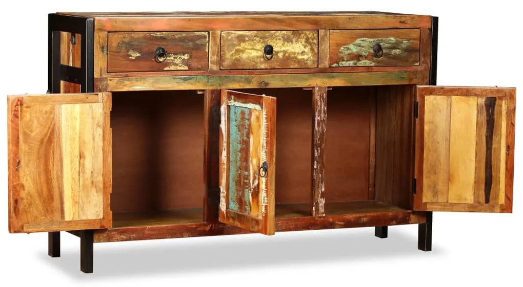 Aparador de madeira reciclada maciça 120x35x76 cm