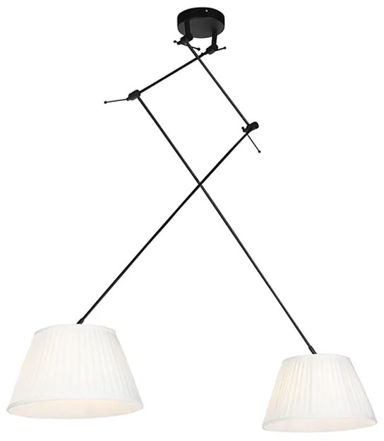 Candeeiro de suspensão preto com cúpulas plissadas creme 35 cm 2 luzes - Blitz