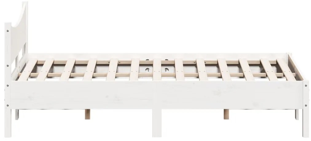 Cama sem colchão 140x190 cm madeira de pinho maciça branco