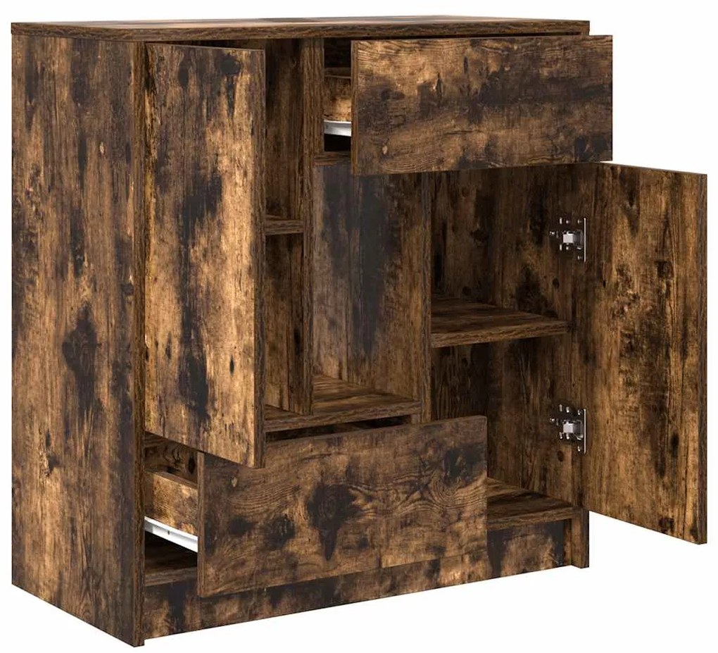 Aparador c/ gavetas e portas 70,5x34x74,5 cm carvalho fumado