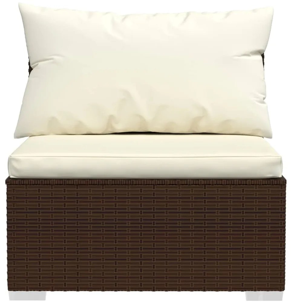 5 pcs conjunto lounge jardim c/ almofadões vime PE castanho