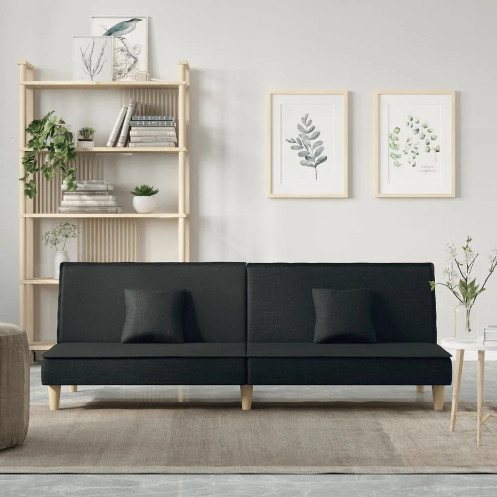 vidaXL Sofá-cama tecido preto
