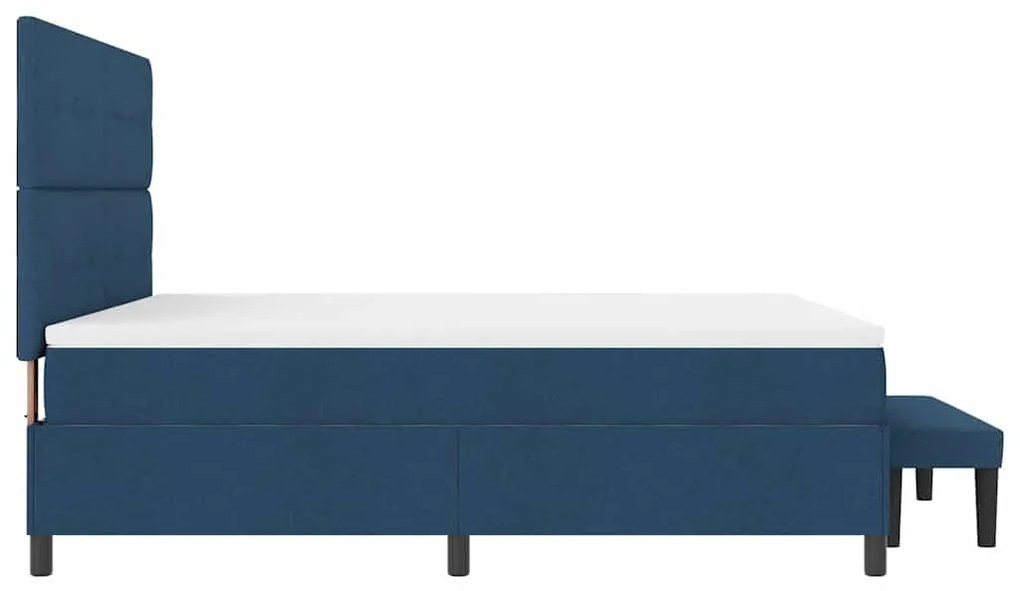 Cama Box Spring com colchão e banco azul 180x200 cm tecido