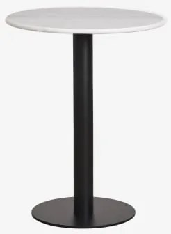 Mesa De Bar Redonda Em Pedra Natural Xiren Ø60 Cm & Preto & Mármore Branco Guangxi - Sklum