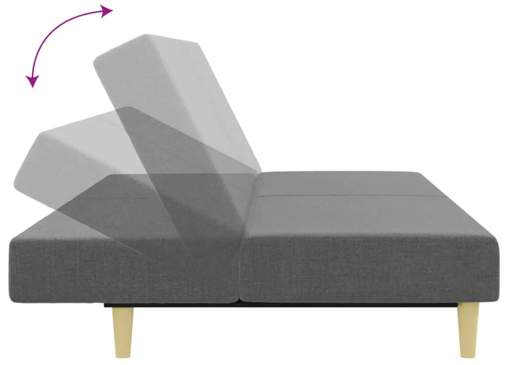 Sofá-cama de 2 lugares c/ apoio de pés tecido cinzento-escuro