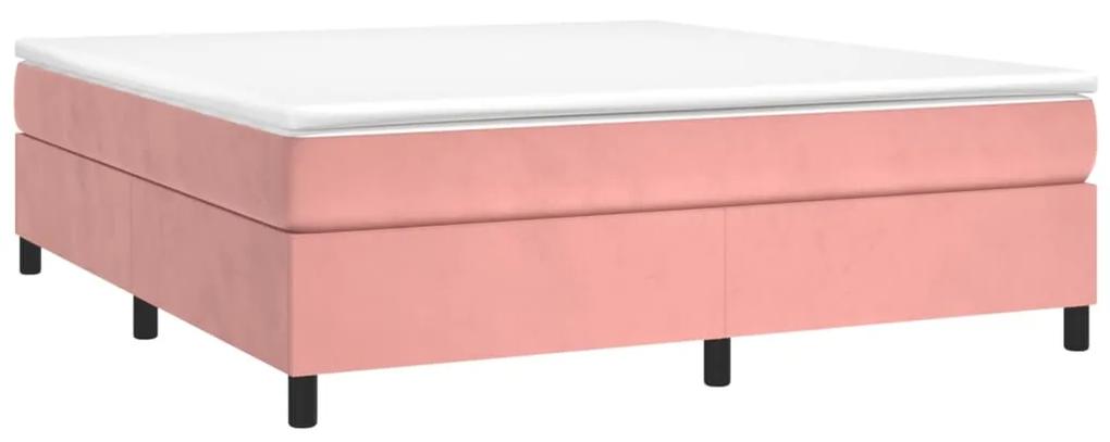 Cama com molas/colchão 160x200 cm veludo rosa