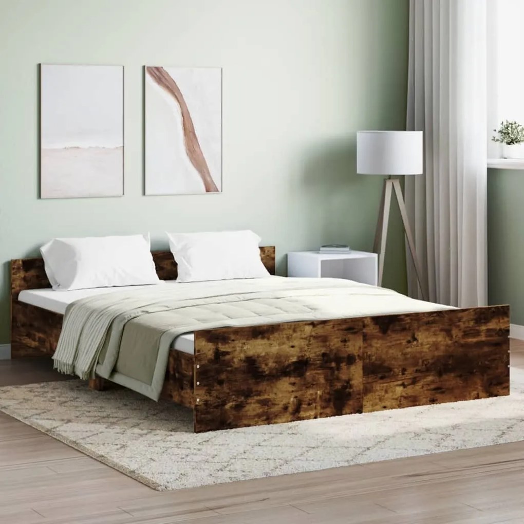 Estrutura de Cama Moona - 140x200 cm - Madeira Rustica - Design Modern