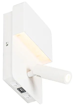 Candeeiro de Parede Branco com LED e Porta USB - Robin