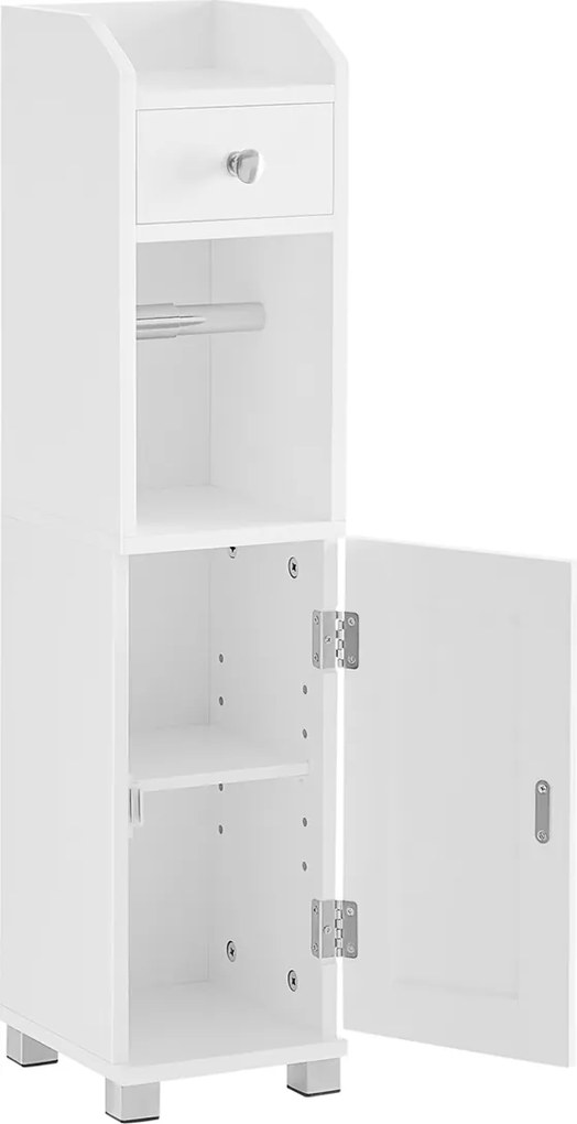 Armário casa de banho estreito com suporte para rolos de papel higiénico 20 x 18 x 76,7 cm Branco