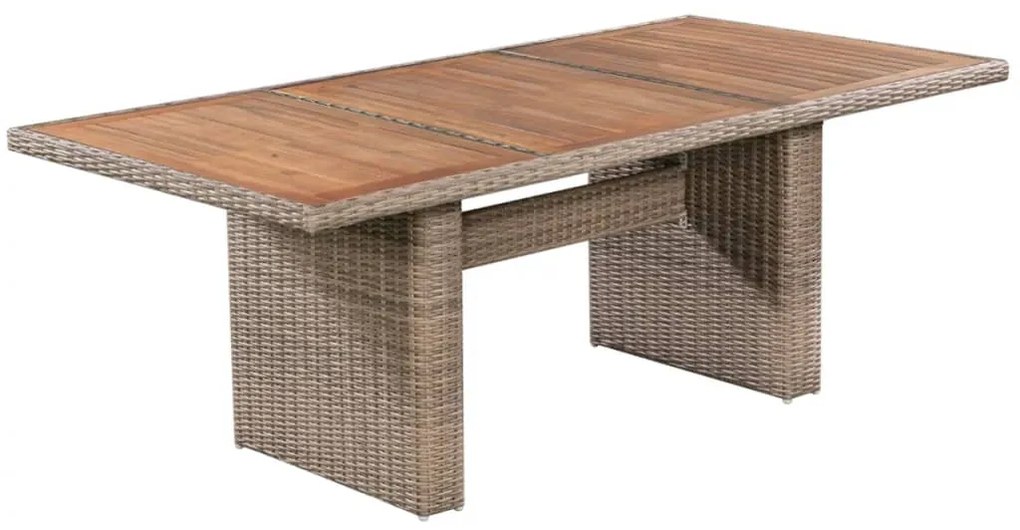 7 pcs conjunto jantar exterior com almofadões vime PE castanho