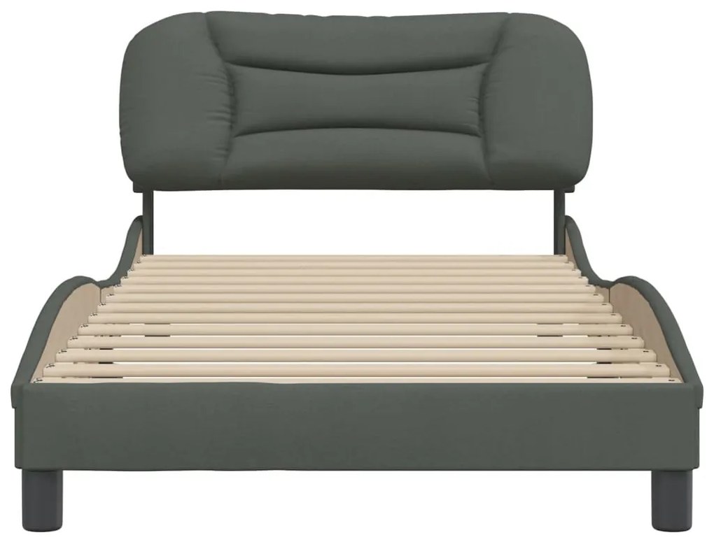Estrutura de cama sem colchão 100x200 cm tecido cinzento-escuro