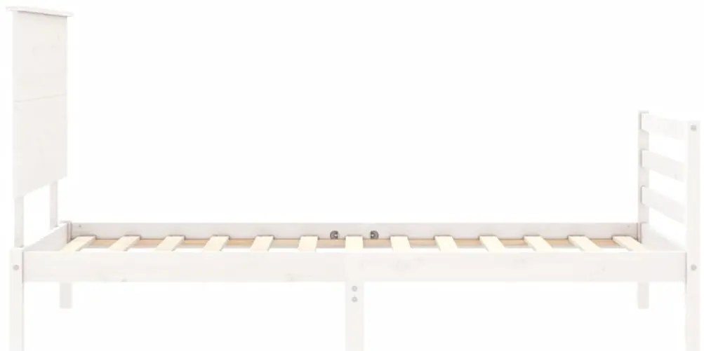 Estrutura de cama com cabeceira 100x200cm madeira maciça branco