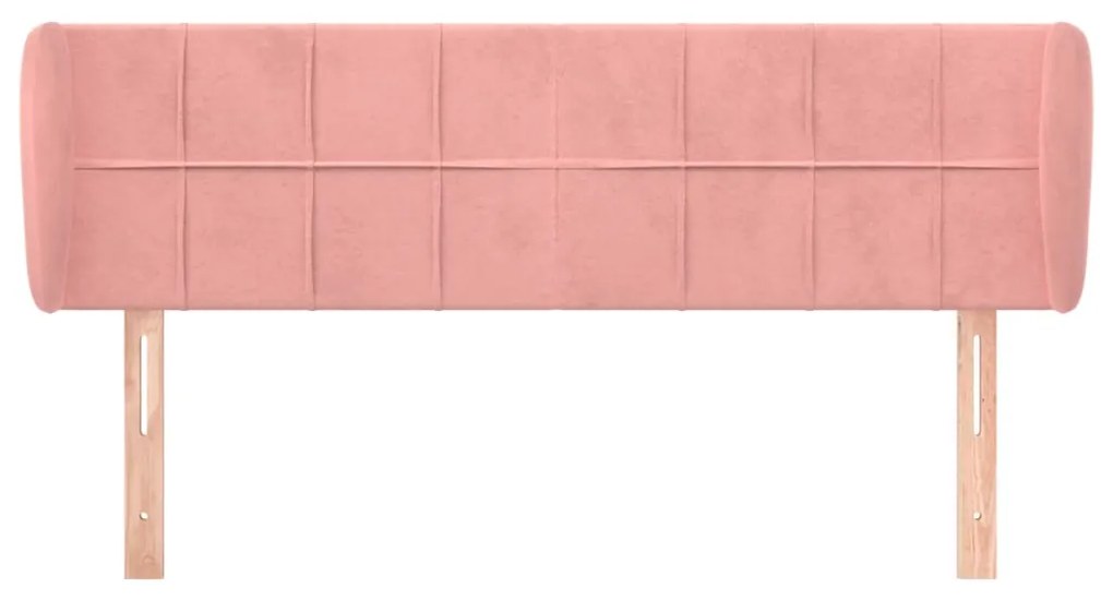 Cabeceira de cama c/ abas veludo 147x23x78/88 cm rosa