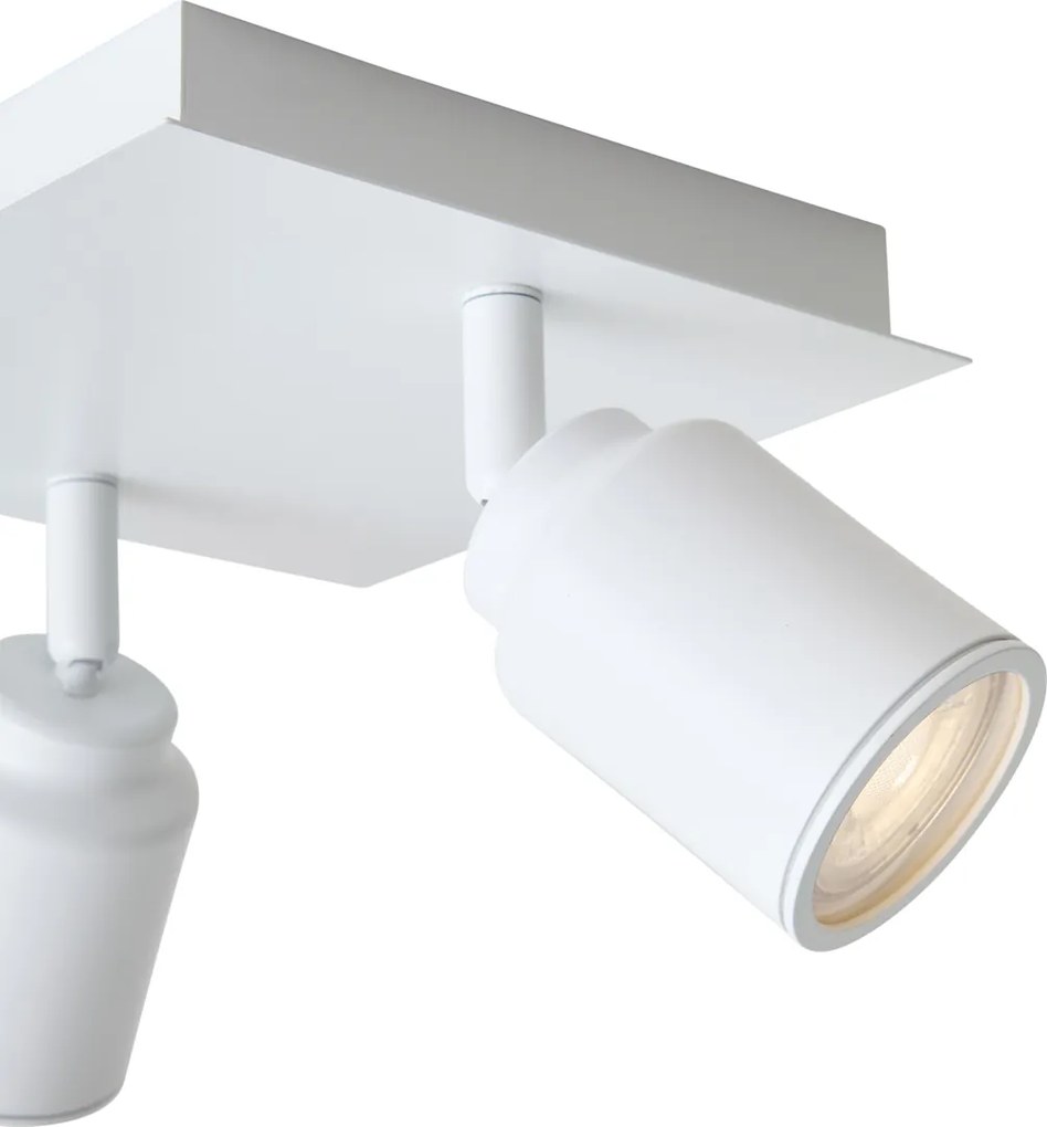 Foco de banheiro moderno branco quadrado 2 luzes IP44 - Ducha