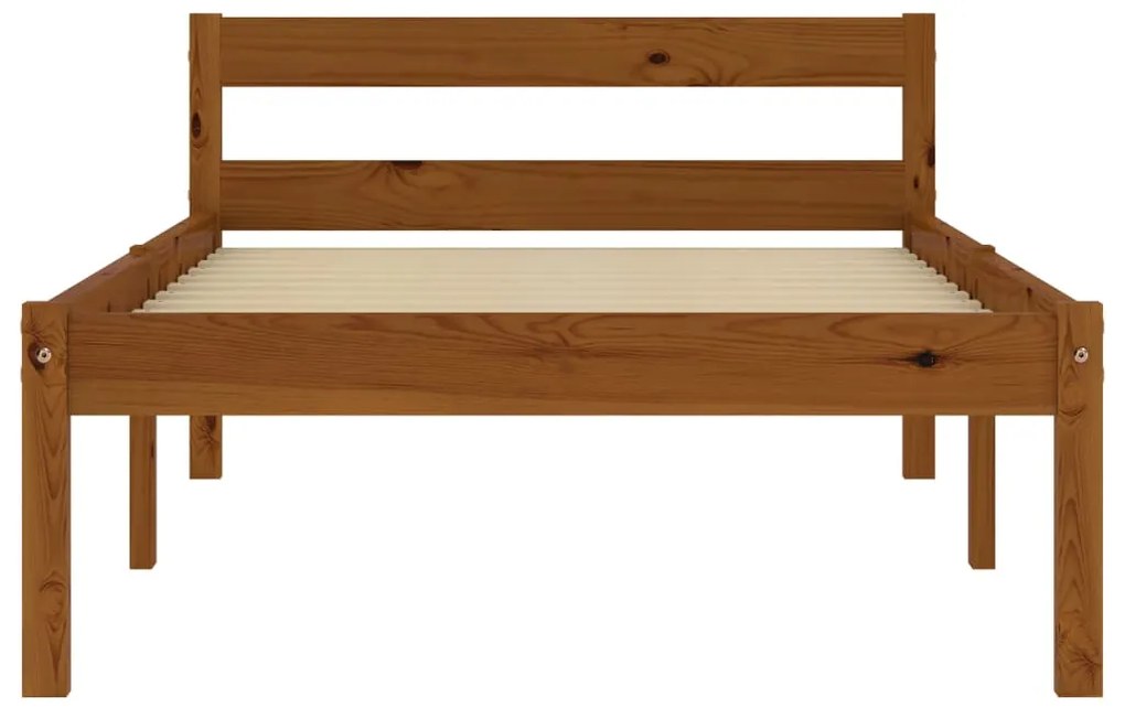Estrutura de cama 100x200 cm madeira pinho maciço castanho mel
