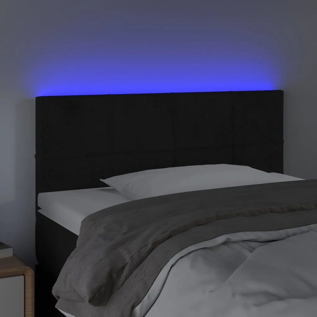 Cabeceira de cama c/ luzes LED veludo 90x5x78/88 cm preto