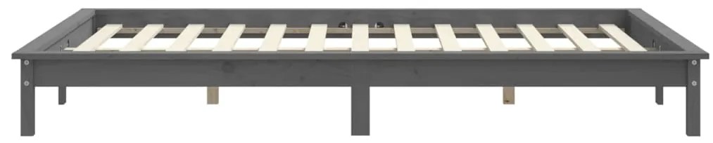 Estrutura de cama 120x200 cm pinho maciço cinzento