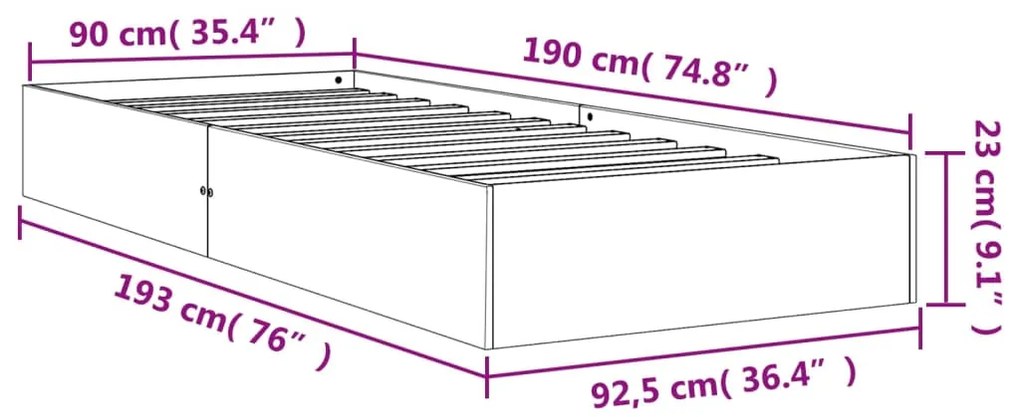 Estrutura de cama 90x190 cm madeira pinho maciça castanho cera