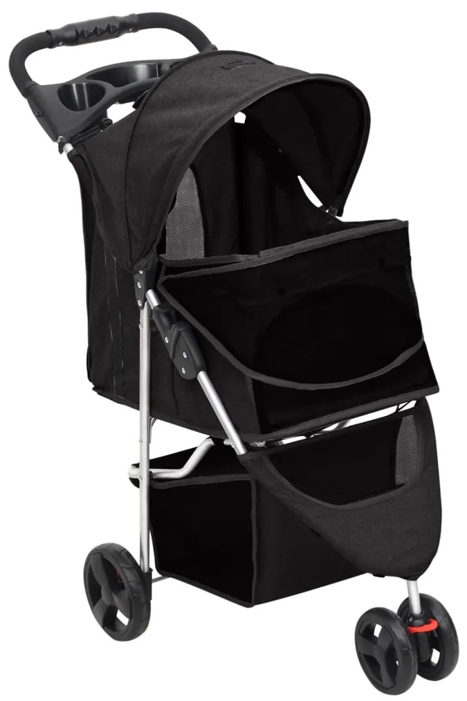 Carrinho dobrável para cães 80x46x98 cm tecido oxford preto