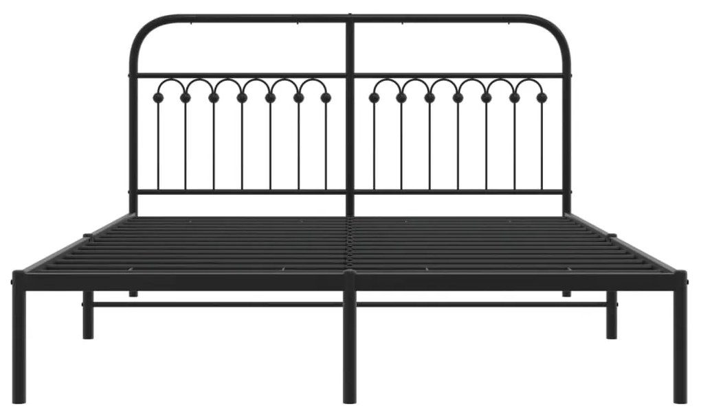 Estrutura de cama com cabeceira 160x200 cm metal preto