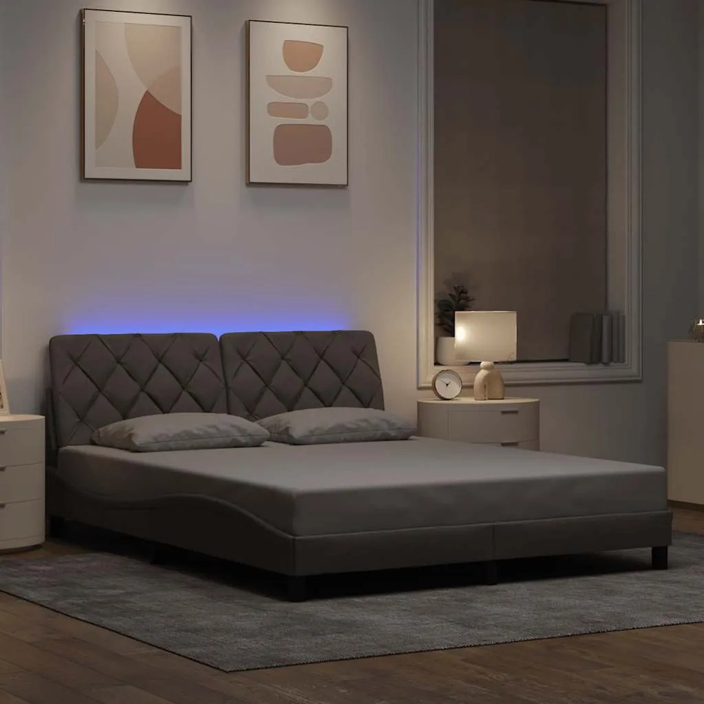 Estrutura de cama com LED sem colchão 160x200 cm tecido