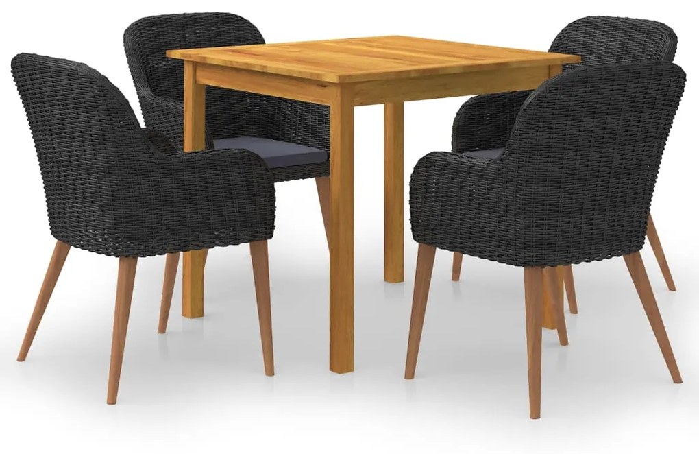 vidaXL 5 pcs conjunto de jantar para jardim preto