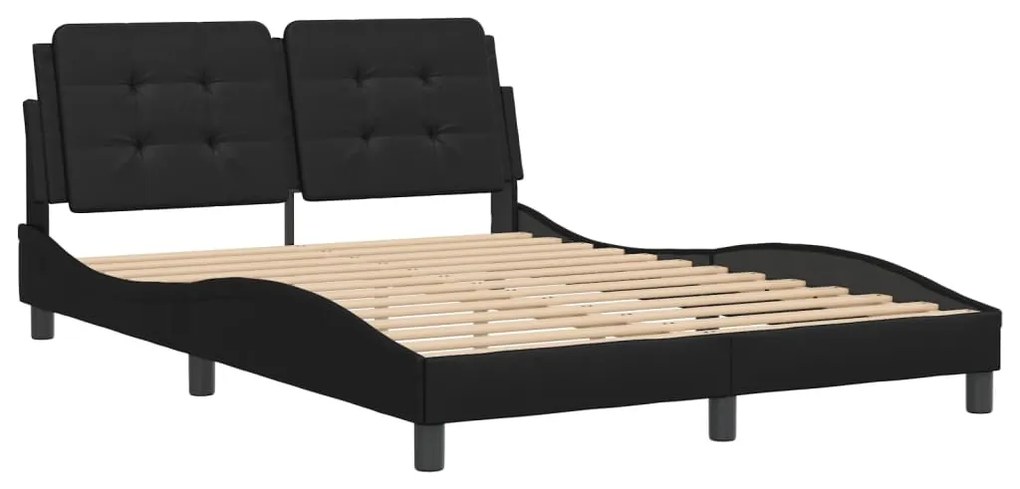 Estrutura cama c/ cabeceira 140x200 cm couro artificial preto