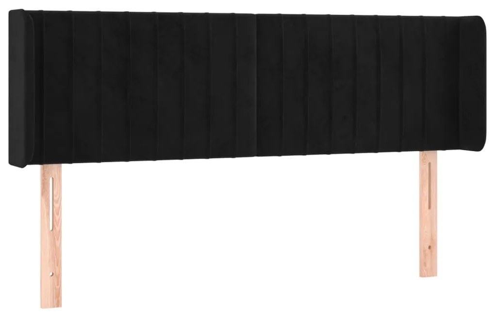 Cabeceira de cama c/ luzes LED veludo 147x16x78/88 cm preto