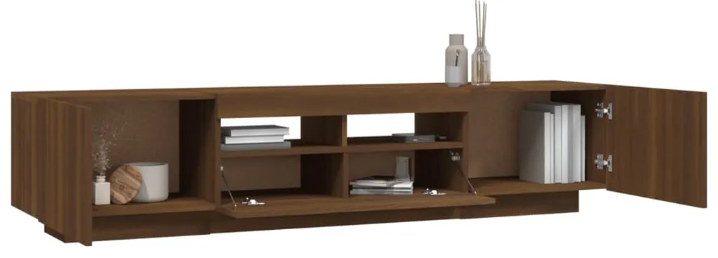 Conjunto móveis de TV 2pcs c/ LEDs madeira carvalho castanho