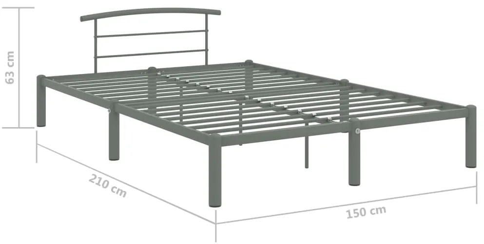 Estrutura de cama 140x200 cm metal cinzento