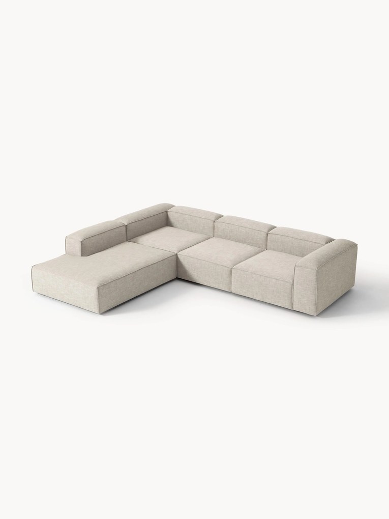 Sofá de canto modular em mistura de linho Lennon (4 lugares)