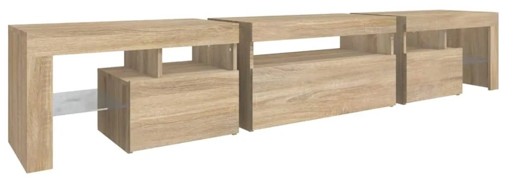 Móvel de TV com luzes LED 215x36,5x40 cm carvalho sonoma